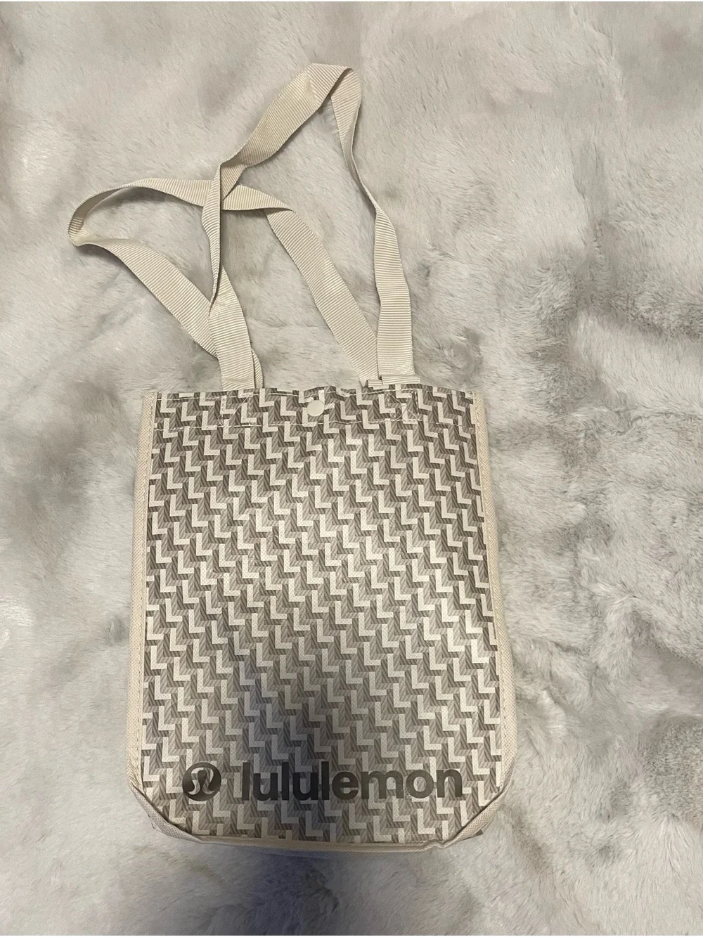 lululemon athletica Cream Patterned Tote Bag